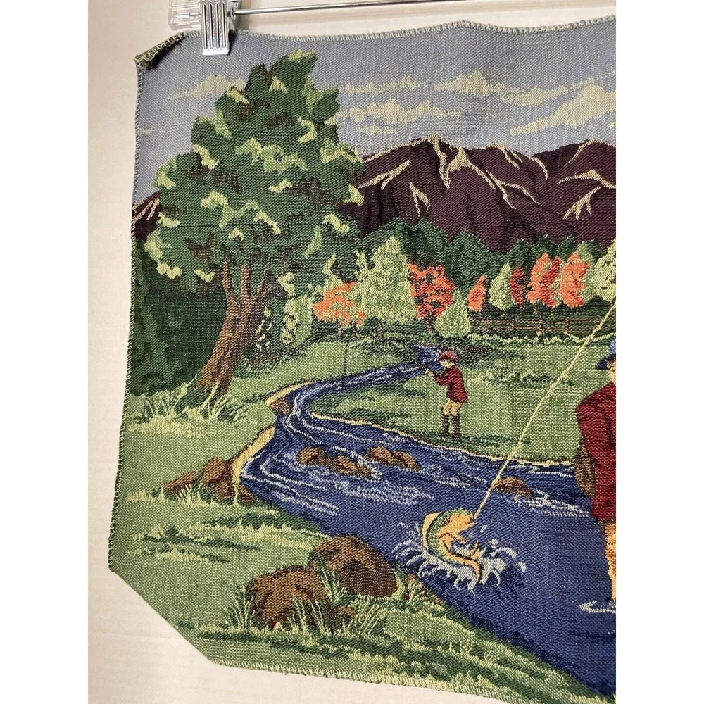 Olde Greensborough Craft Company Jacquard Loomed Tapestry Panel Fly Fishing